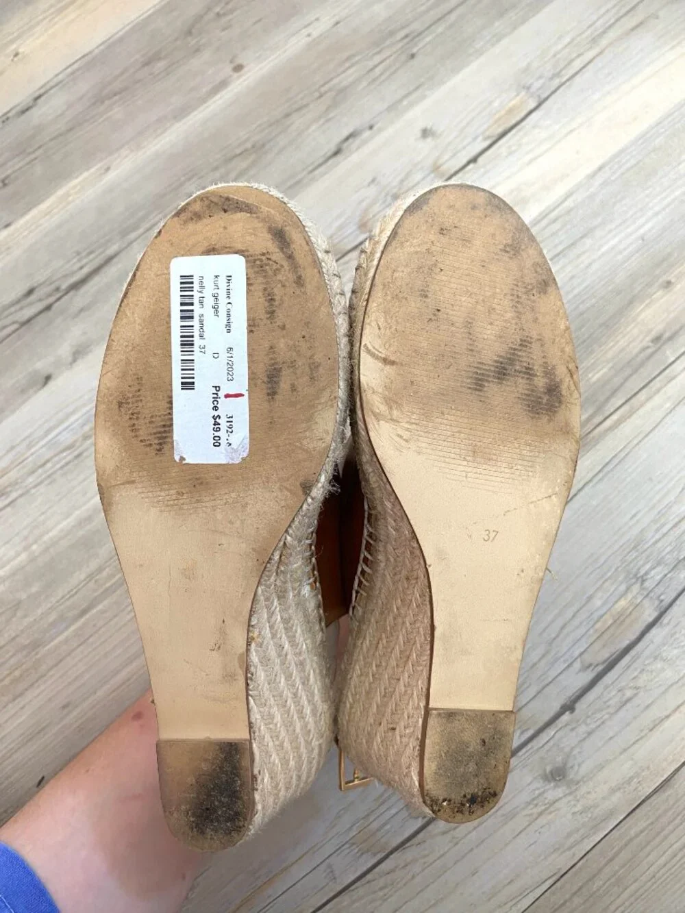 Kurt Geiger Brown Espadrille Peep Toe Wedges - Size 37